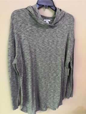 Daily Ritual Gray Marled Cowl Neck Hooded Shirt